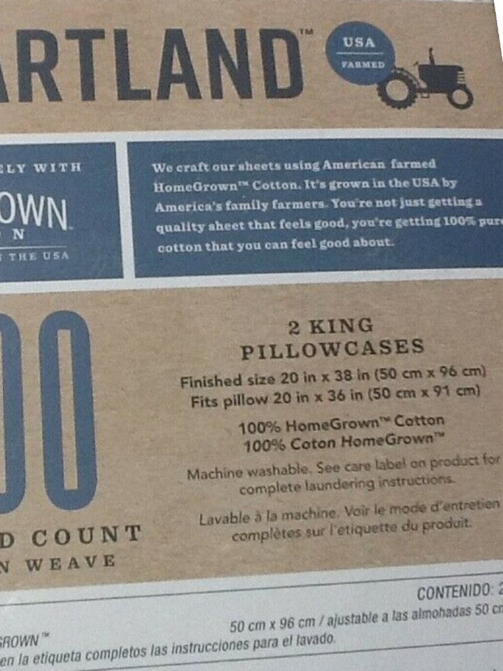 new Heartland 400 TC 100% Cotton Sateen KING Pillowcases - WHITE LEAF on GRAY - Picture 3 of 12